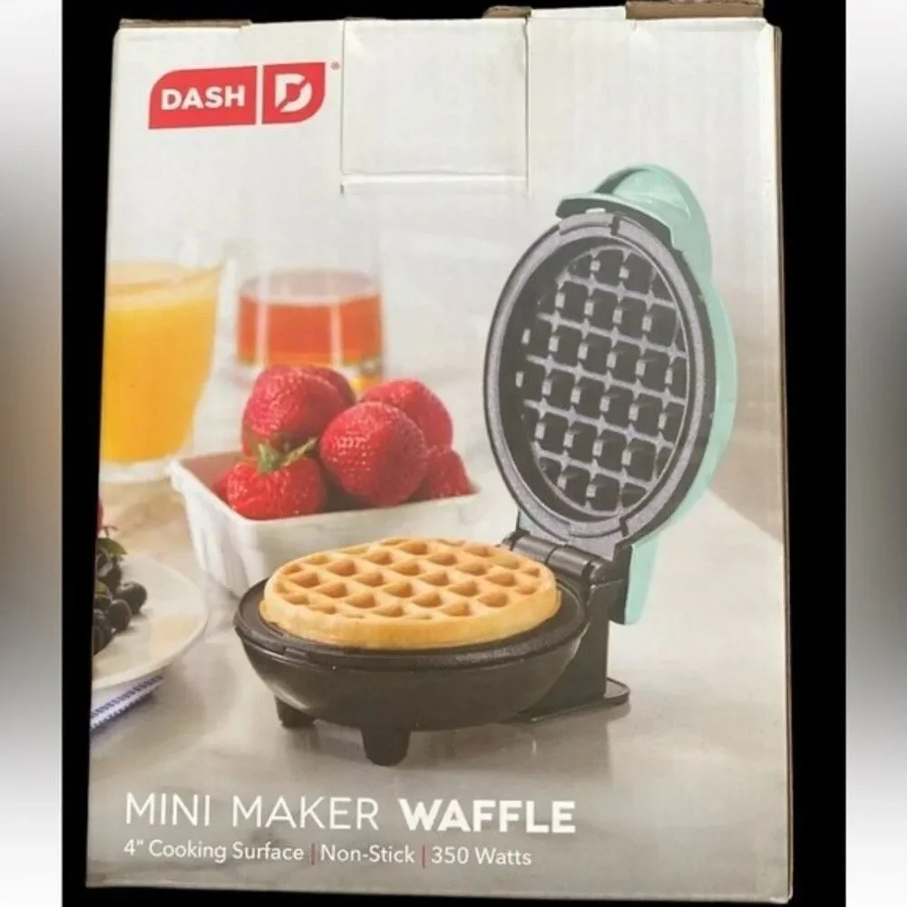 Dash Mini Portable Electric Waffle Maker - Aqua green 4 Inch Cooking Surface